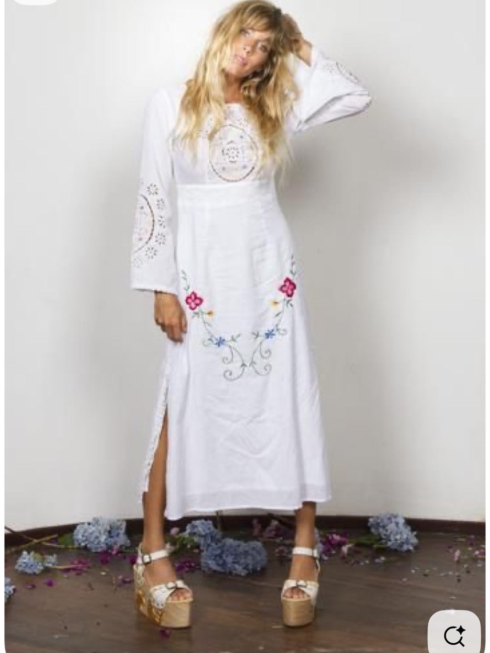 Fillyboo La Bonita Embroidered Cutwork Vintage Poplin Scalloped Crochet Dress - Picture 2 of 3
